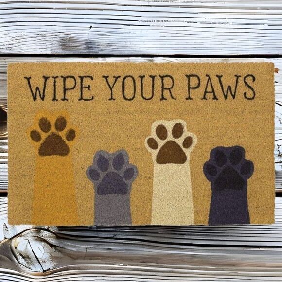 Wipe Your Paws, Natural Coir Fiber Doormat Cat Dog‎ - Picture 1 of 7